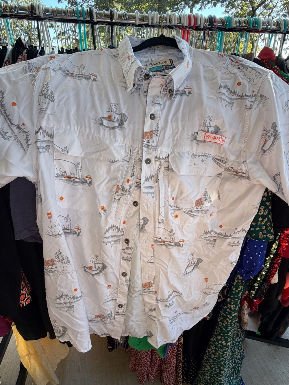 Whataburger Magellan Outdoors Men’s White Outdoor Button-Up Shirt Jacket -